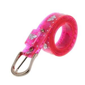 3698 Women Girls Candy Color Laser Butterfly Print Belt Transparent Jelly